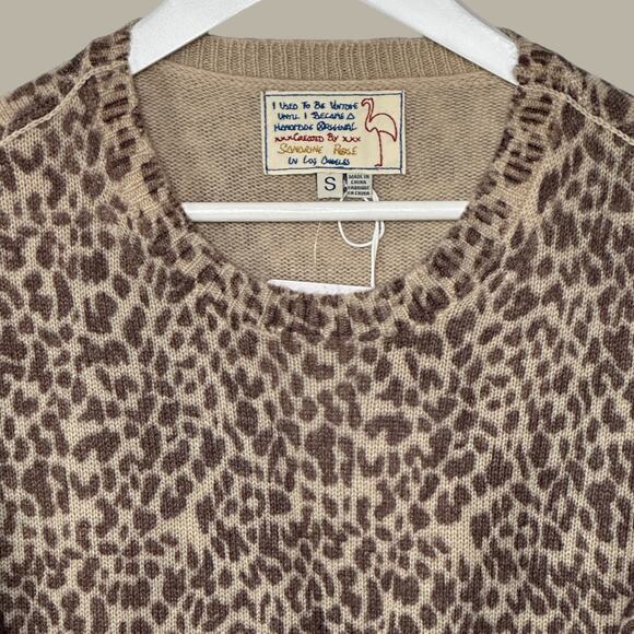 Sandrine Rose Wool Cashmere Blend Leopard Print Sweater Women XS NWT Braid - Picture 4 of 12